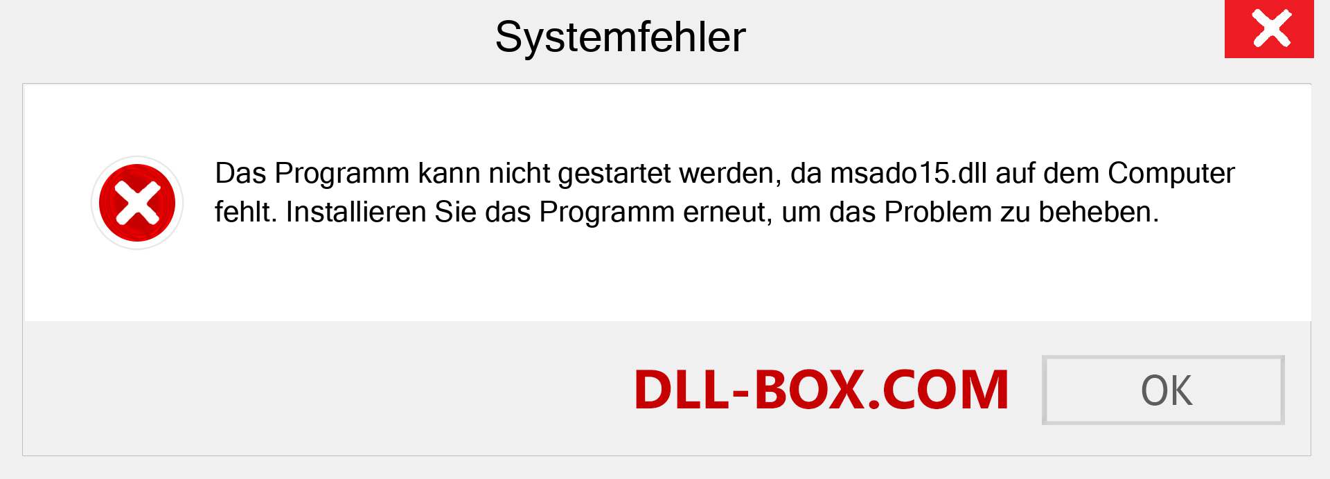 msado15.dll-Datei fehlt?. Download für Windows 7, 8, 10 - Fix msado15 dll Missing Error unter Windows, Fotos, Bildern